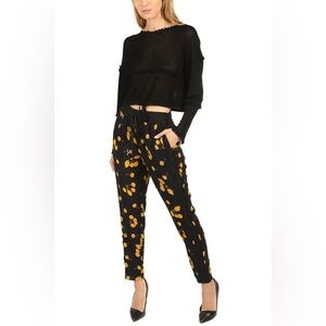 NWT 3.1 Philip Lim Black Cherry Printed Slim Drawstring Pants